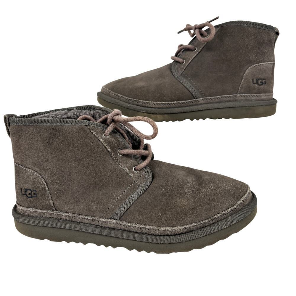 UGG Neumel II‎ Winter Boots Size 6 Kids Gray Chukka Suede Wool Lined Lace Up